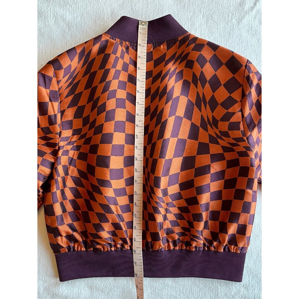 Gorman Bomber Jacket in Orange & Purple Jacquard, Size 6, Like New - Picture 6 of 16